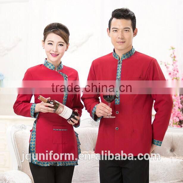 2016 OEM Factory sexy coffee store waitress uniform / modern hotel uniform for woman wholesale
