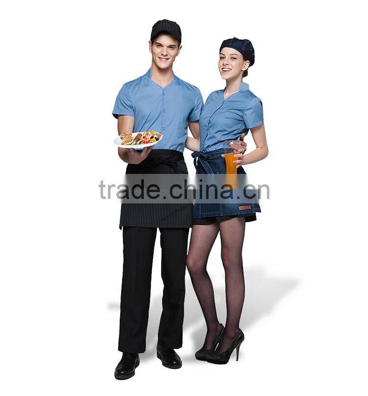 Juqian 2016 oem classic unisex sexy chinese restaurant waiter/waitress uniform designs