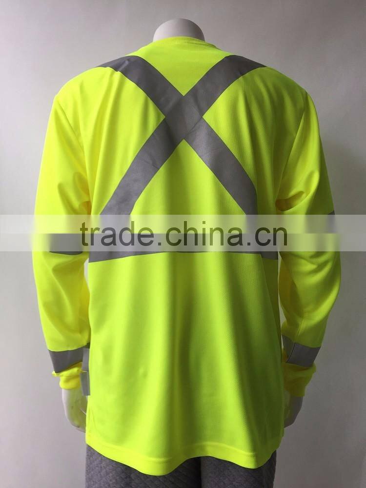 Polyester micro mesh long sleeve chest pocket wicking protective t-shirt