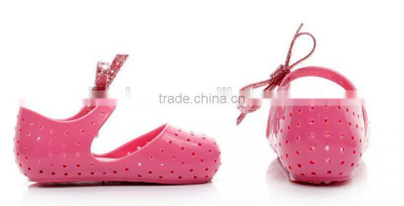 Shining side bow velcro type mini melissa jelly shoes