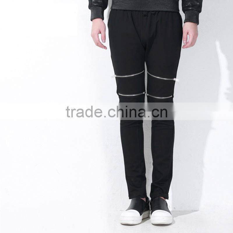 wholesale 100% cotton men jogger sweatpants blank/custom plain jogger pants/mens jogger pants with zipper details p-24