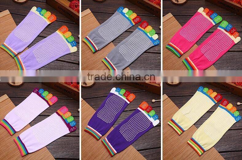 japanese pure color five toe teen girl tube socks with grip socks