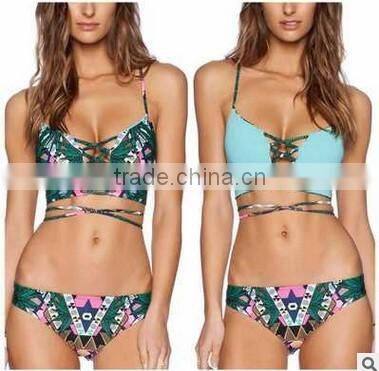 2016 fashion sexy push up straps women bikini swimwear bathing suit bikini with decorated bra