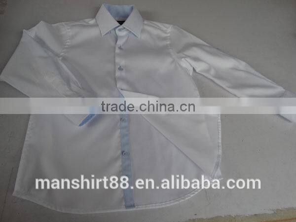 Classic boy's long sleeve two-button cuff contrast collar and cuff casual shirt
