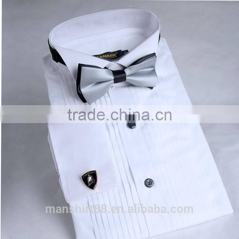 2017 Elegant slim fit wing collar tuxedo shirt for men
