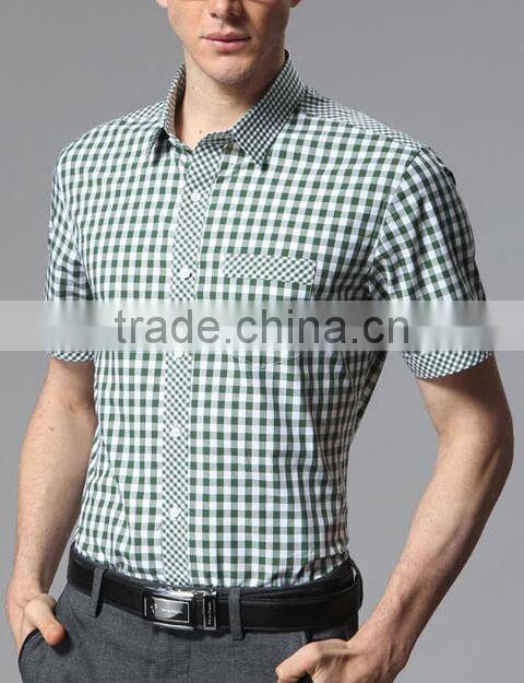 Wholesale brand short sleeve plaids men dress &causal shirt with good quality