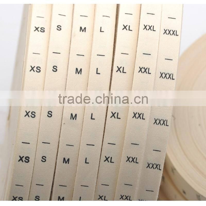 Natural offwhite COTTON size label clothing print tags silk screen garment tags XS-XXXL