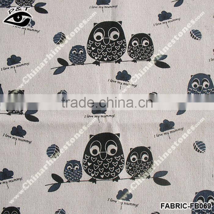 Night Owl Design 100% linen fabric linen fabric wholesale small minimum request