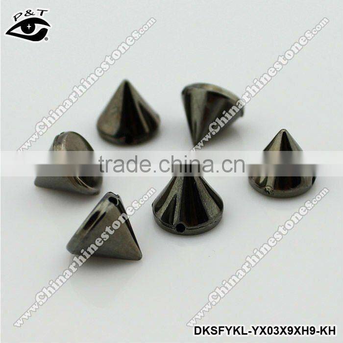 10mm sew on cone studs with holes brown coffee color for clothing shoes