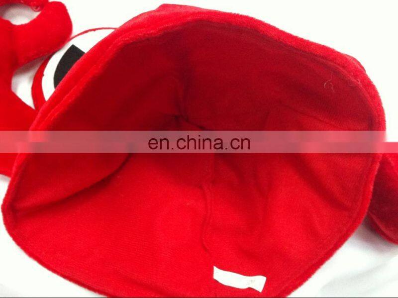 New arrivals 2018 funny party animal hats plush red crab hat for happy new year MFJ-0093