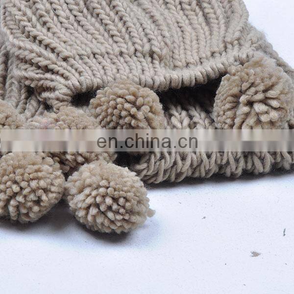 New design Acrylic Knitted Hat Scarf Attached