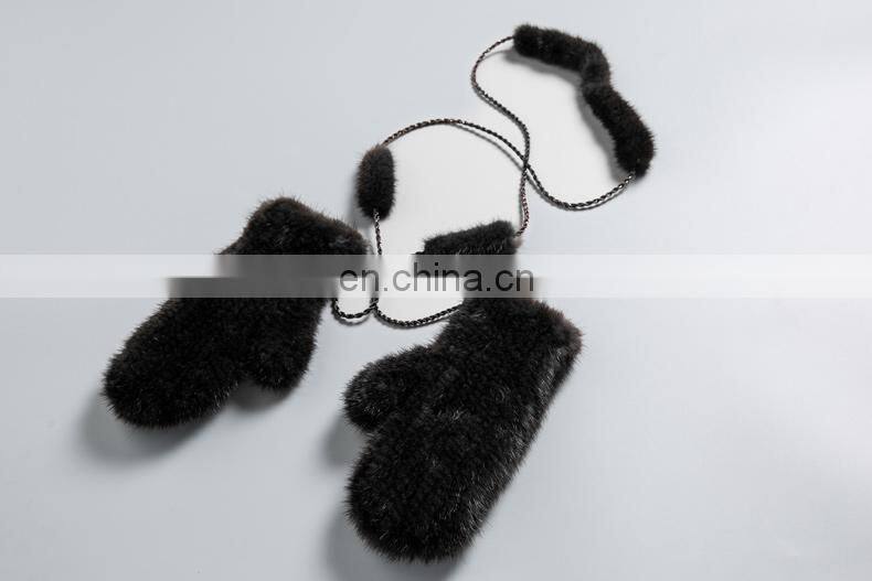 Lady Mink Fur Gloves/Mitten Fur Finger Gloves/Knitted Mink Fur Women Gloves