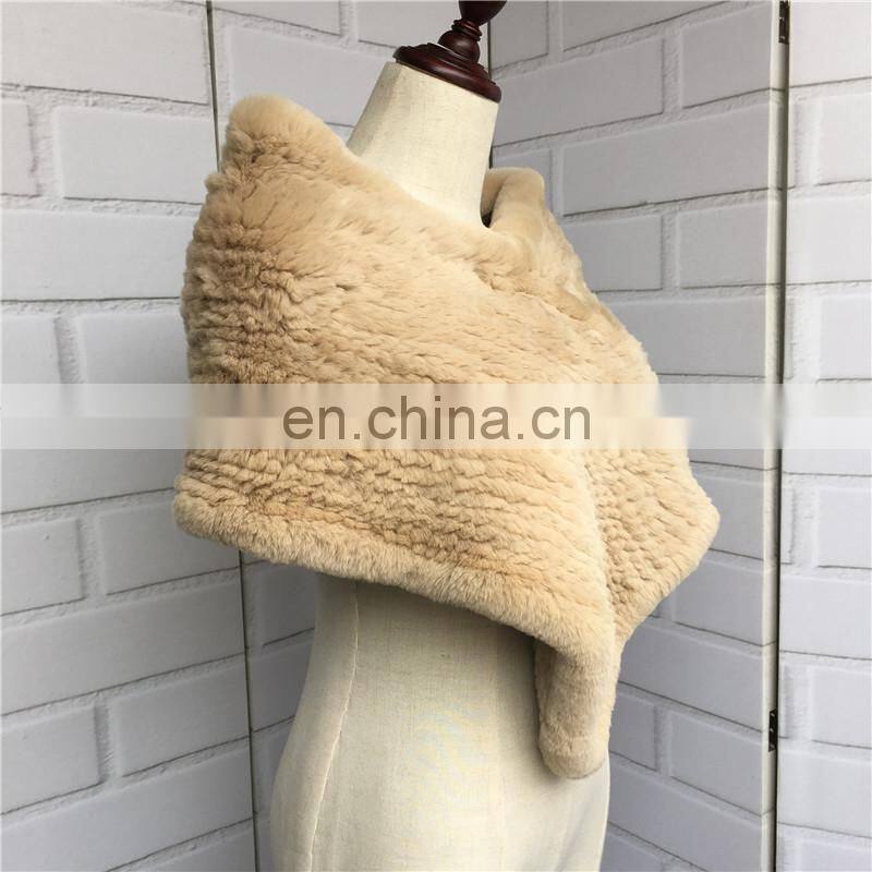 2016 Fashionable Hand Knitted Genuine Rex Rabbit Fur Scarf