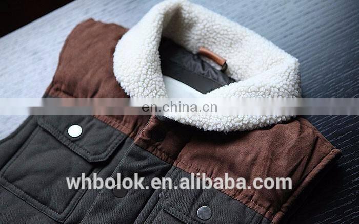 Custom label Hot sales Mens cotton winter waistcoat fleece collar stylish man vest