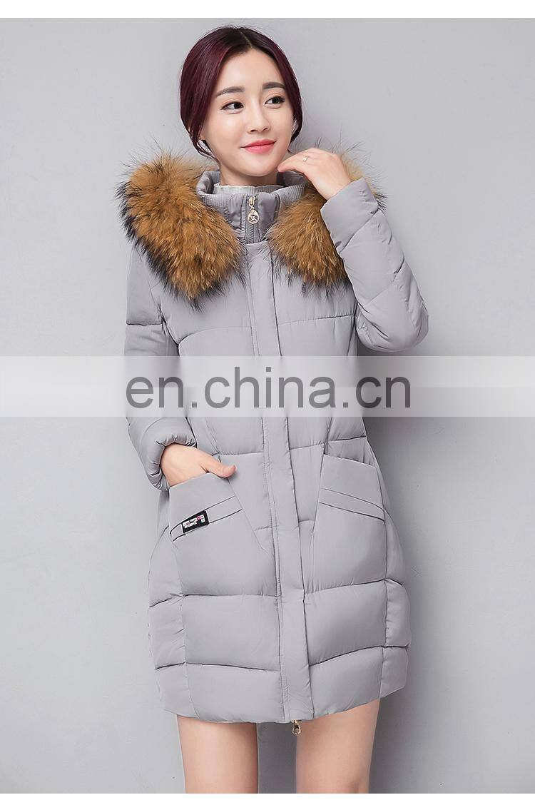 Down jacket cotton clothing women in the long section of thick hair collar collar winter winter casual cotton jacket S1021
