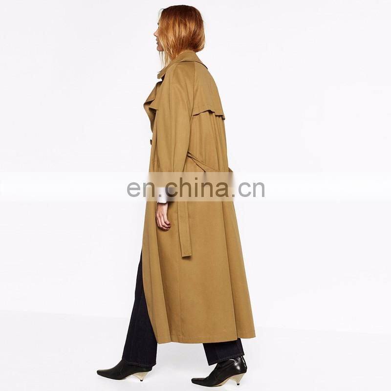 Wholesale fashion oversized camel color ladies maxi coats