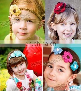 2014 Crochet Newborn Baby Headband With Flowers Photo prop
