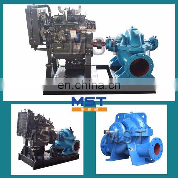 Split case water pump to flood drainage