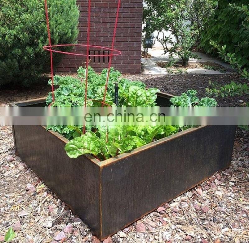 Rectangular Corten Steel Planters Flower Bed customized