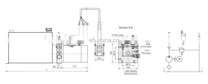 Square oil tank 24v 12v dc tipper trailer hydraulic power unit
