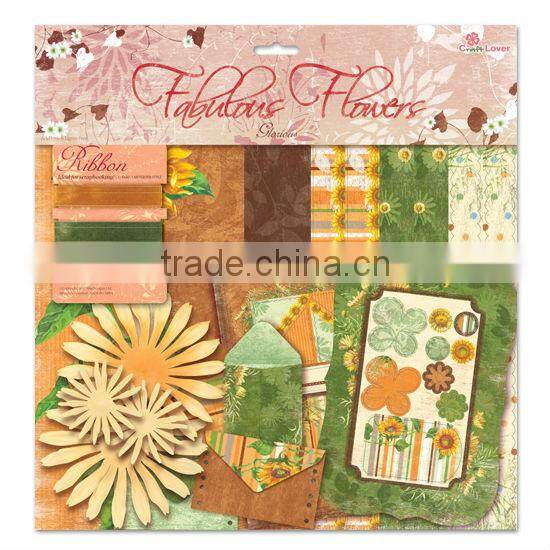 DIY Craft Set Pink & Red Gorgeous Fabulous Flowers Scrapbook Kit