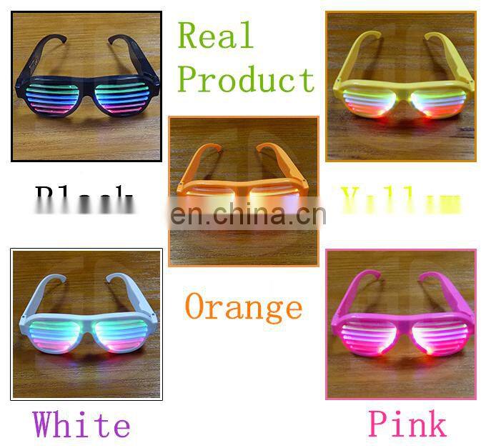 Plastic Light Up Sound sensitive glasses with custom color