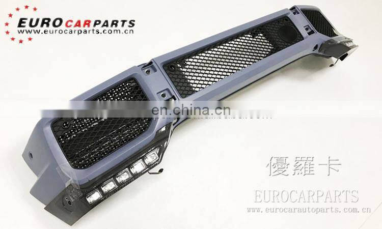 G63 front lip fit for MB G-class W463 G63 G65 ~2017year to G63 B style front lip LED carbon fiber material front side lip