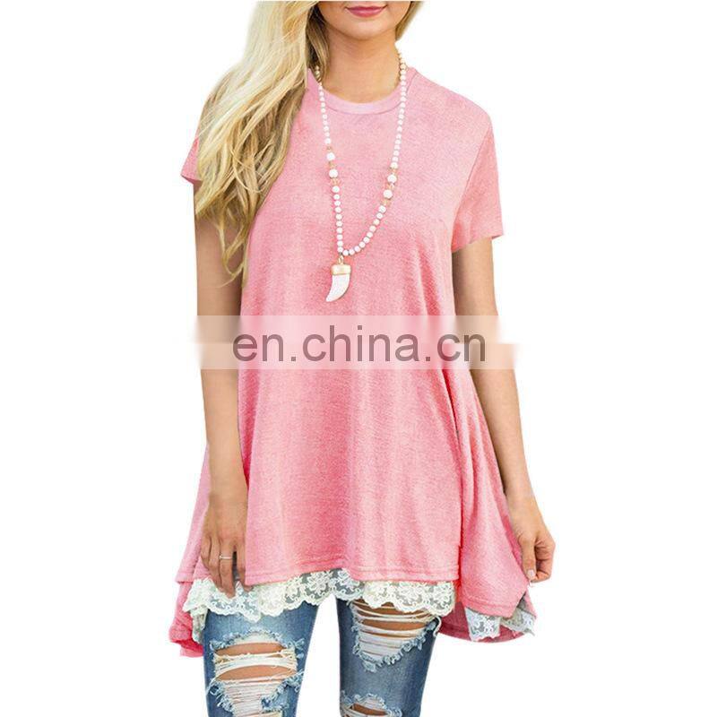 Factory Outlet 2021 Christmas Plus Size Women's Top Stitching New European and American Lace Long Sleeve Fat MM Casual Wear