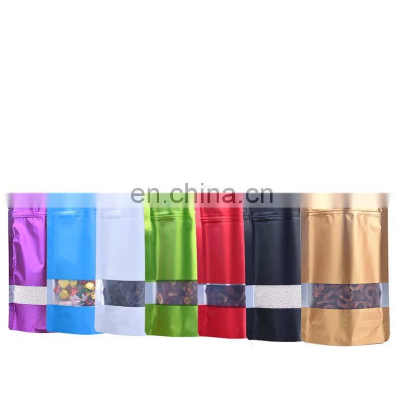 Wholesale Food Grade Black Matte Stand Up Pouch With Clear Window With Customized Sticker