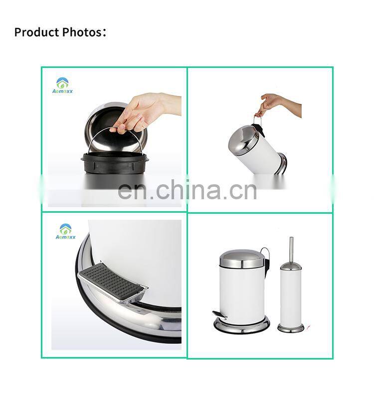 Manufacturer Outlet Household 410 Stainless Steel Waste Bin Set For Hotel Room