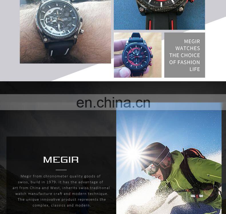 Chinese Wholesale MEGIR 2051 Original Brand Watch Fashion Military Big Dials Silicone Strap Sport Watches