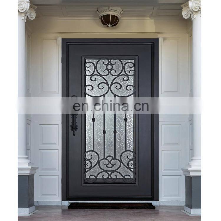 Cheap price modern safety main entrance waterproof wrought iron grill single security gate door design