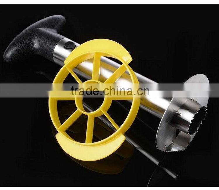 Stainless Steel Cutting Blade Pineapple Easy Peeler Slicer and De-Corer - 3 in 1 Tool (Black)