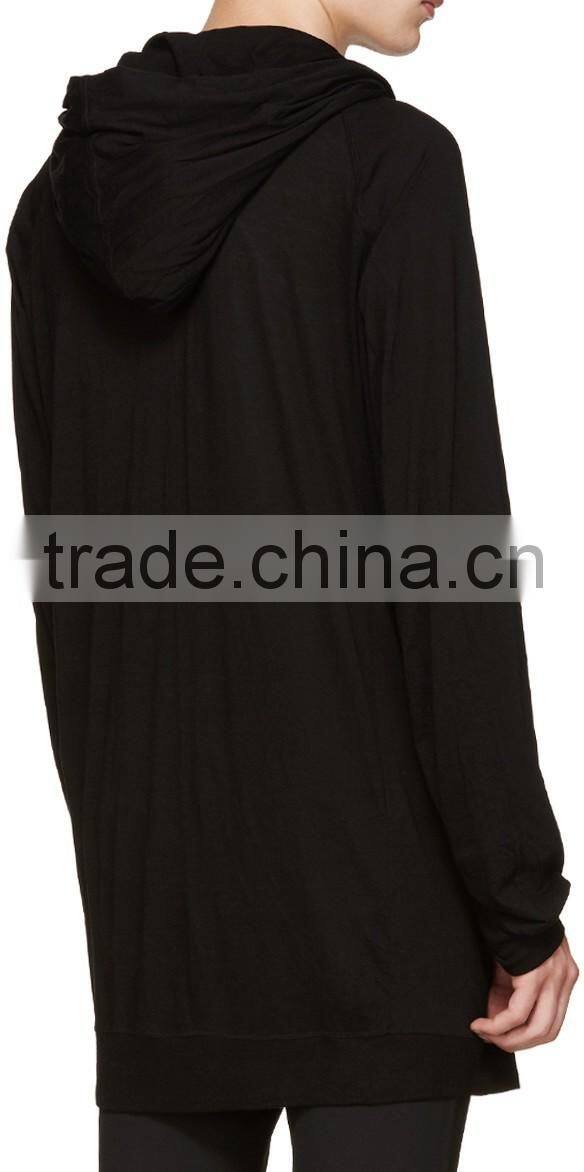 Wholesale Loose Lightweight Black Jersey Hoodies