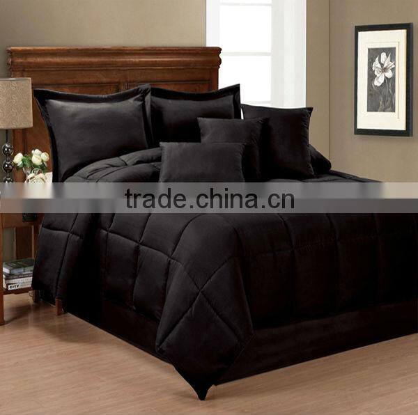 polyester sateen summer comforter set with solid color
