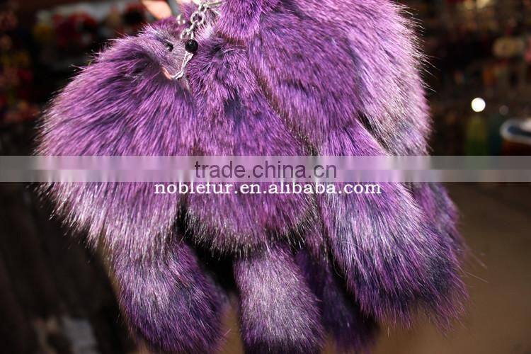 New Arrival White Small Fox Fur Keychain For Mobile Natural Real Fox Fur