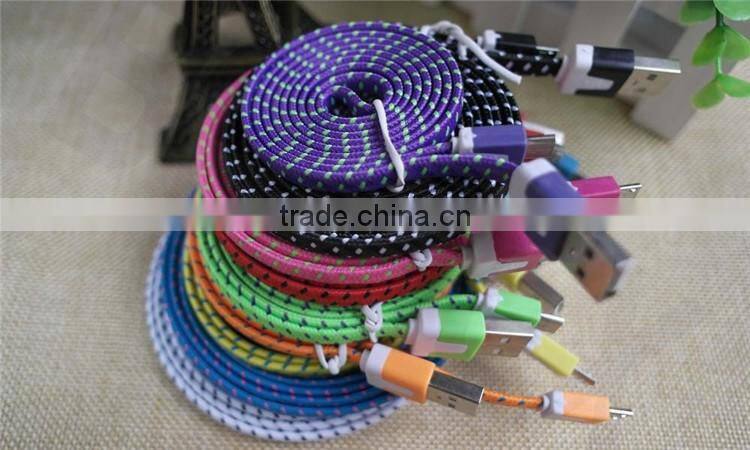 Nylon Flat Noodle Micro USB to Displayport Connector Cable
