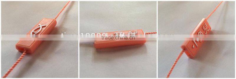 Fashional good quality plastic seal tag with logo string seal laundry tag paper