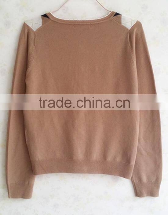 Casual knitting wear wholesale geometric argyle long sleeve women cardigan