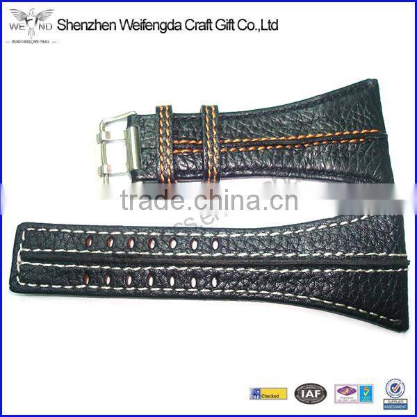 Hot Sale High Quality Black Unique Wide Mens Leather Watch Bands