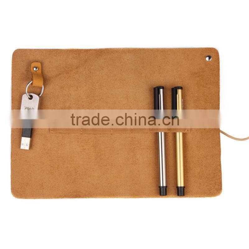 genuine leather rolling cosmetic pouch lipstick holder with closure