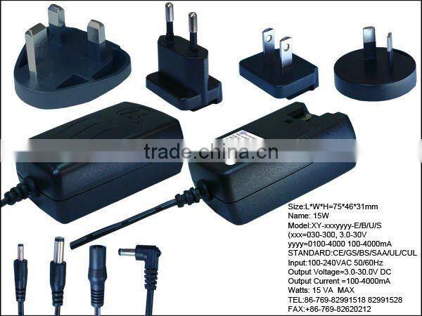 12V 2A interchangeable plug switching power supply