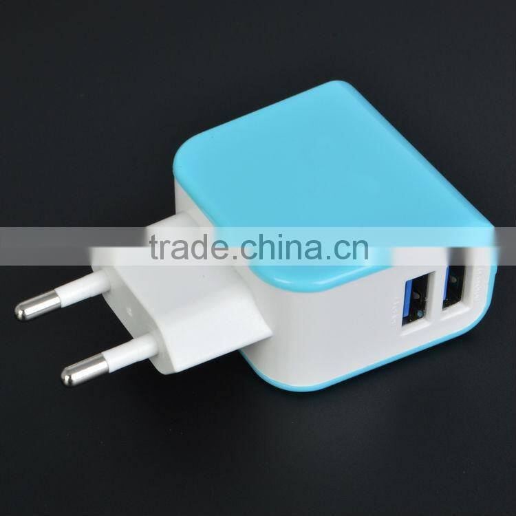 Mobile Phone Charger 5v 1A/2.1A Dual USB Port Wall Charger EU Plug Power Adapter