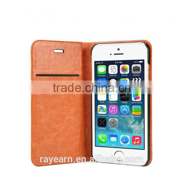Business name card holder card slot leather case cover for iPhone 6 with genuine leather