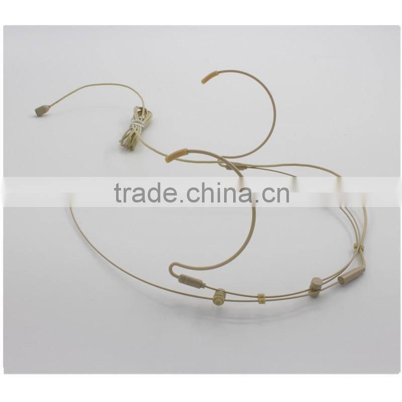 Adjustable skin color headset microphone for wireless microphone system with AKG, Shure and Sennhei. connectors into box