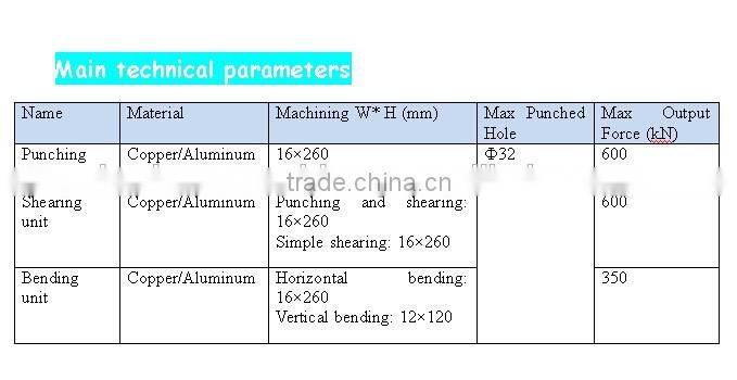 voltage optional hydraulic copper busbar processing machine