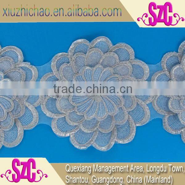 manufacturer design handmade polyester organza 3d flower lace