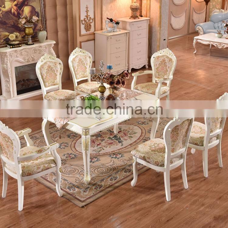 Luxury European solid wood banquet table hotel table and chairs with gold painted