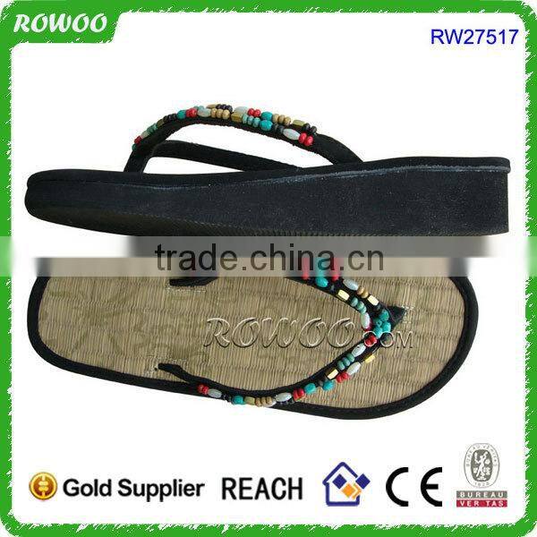 Best selling straw slippers,wholeale new bamboo flip flops slippers