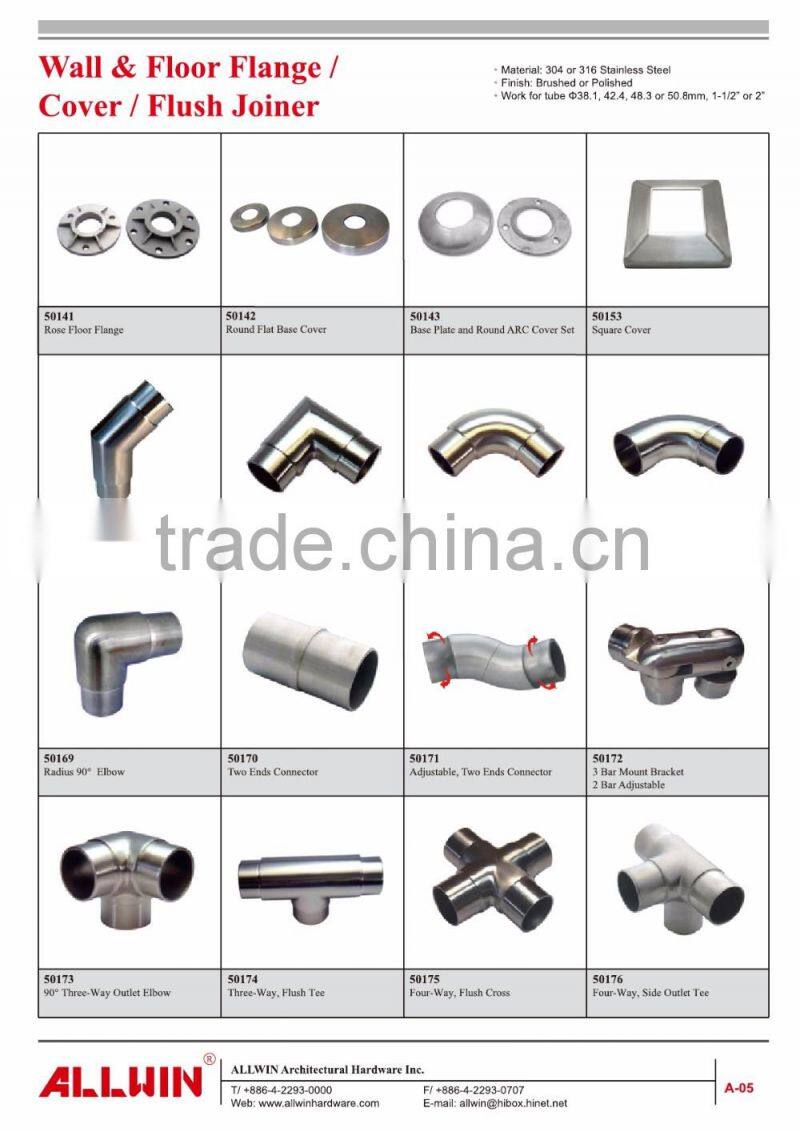 Stainless steel 90 degree Glass Slot Pipe Connector